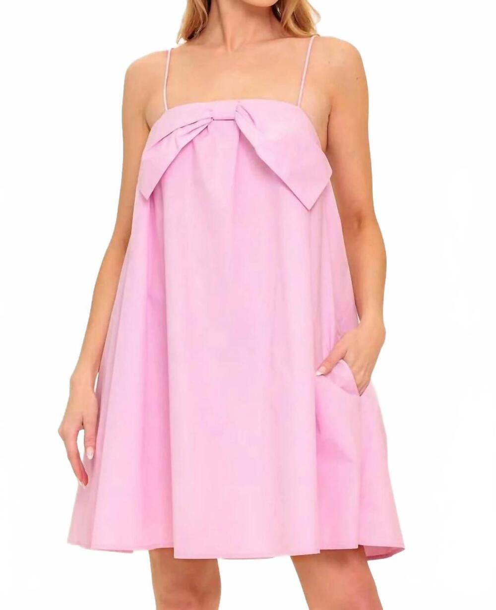 NEW FLYING TOMATO bow mini dress in light pink